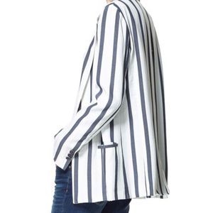 Zara Basic White Navy Striped Blazer NWOT
